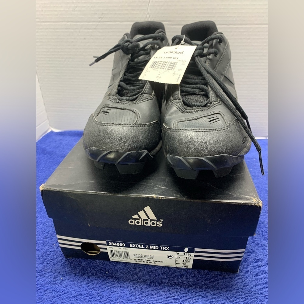 Adidas Excel 3 Mid Trx Mens Baseball Cleats Size 11 1/2 Black Lead 384669